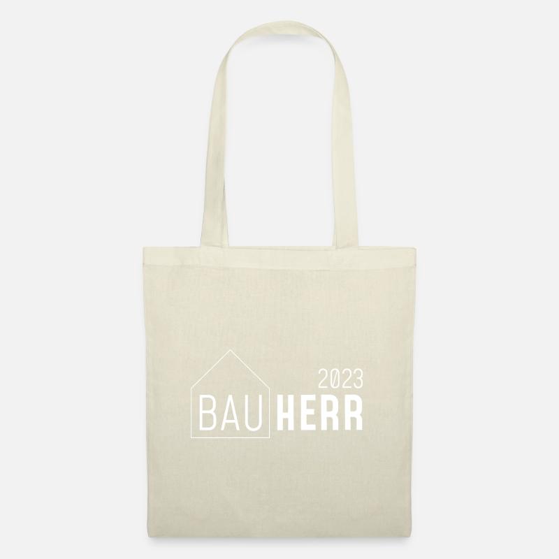 Bauherr 2023 // mit Haus // hell - Stoffbeutel - Natur