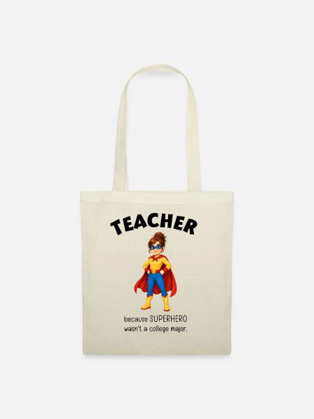 Geschenk Lehrerin Superheldin - Stoffbeutel - Natur