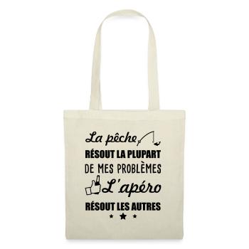 La pêche résout problèmes, pêche, apéro, alcool - Sac en tissu - nature - Devant