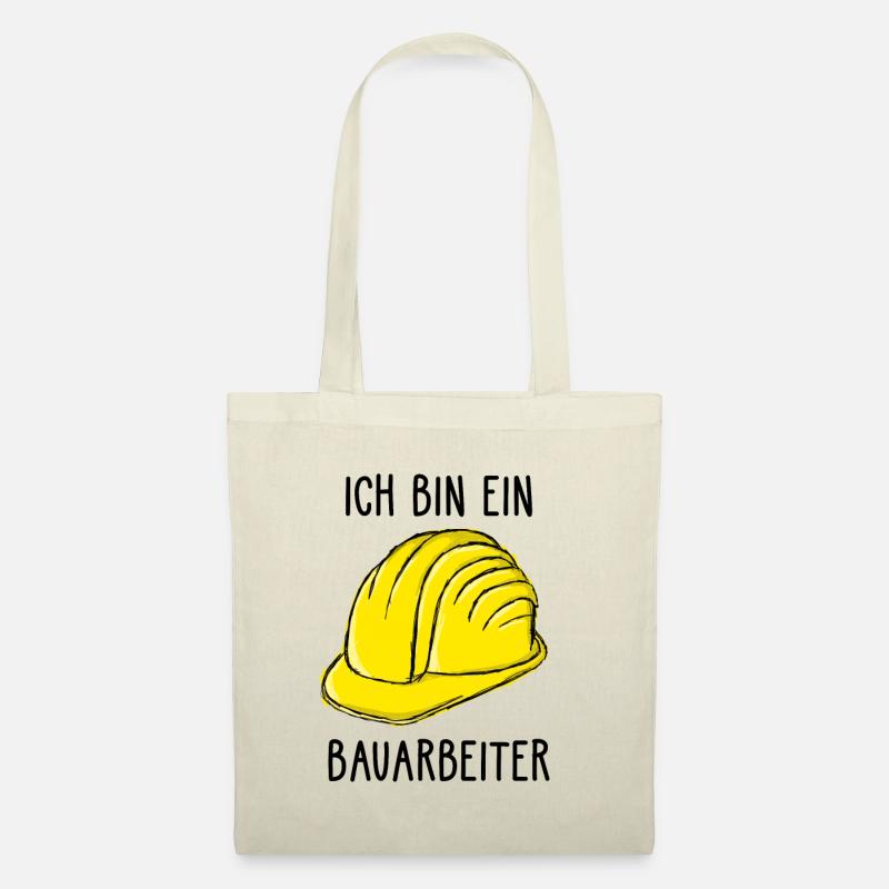 Bauarbeiter, Helm, Baustelle, Kran, Bagger - Stoffbeutel - Natur