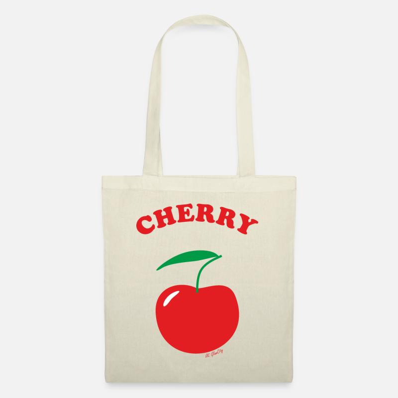 Kirsche, Cherry, Schriftzug - Stoffbeutel - Natur
