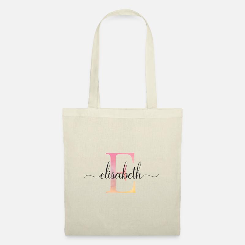 E| Monogramm | Name | Elisabeth |Watercolor - Stoffbeutel - Natur