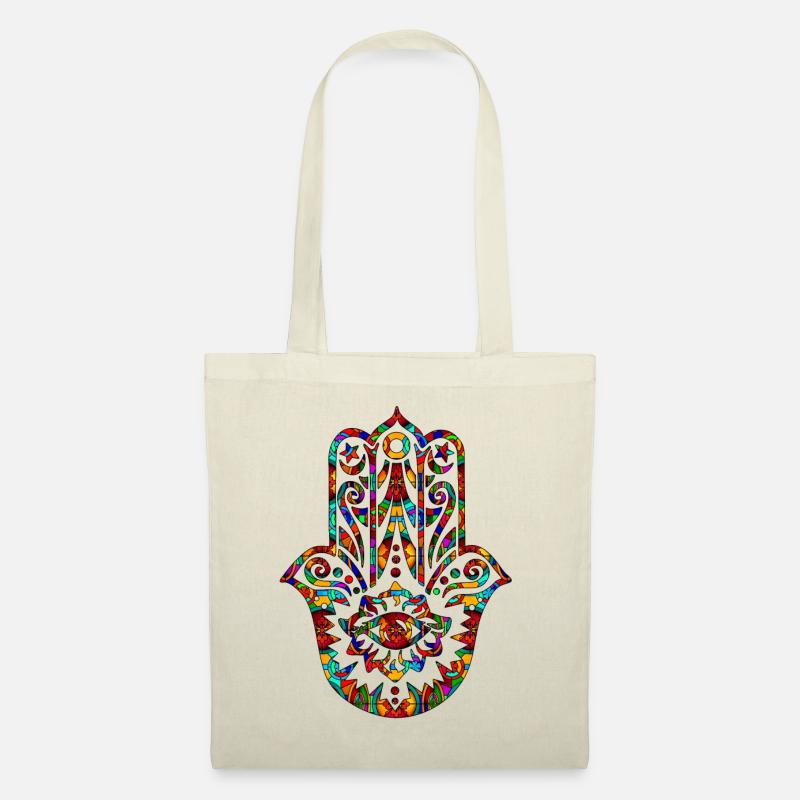 Hamsa Hand, Glücksbringer Schutz Auge Geschenkidee - Stoffbeutel - Natur