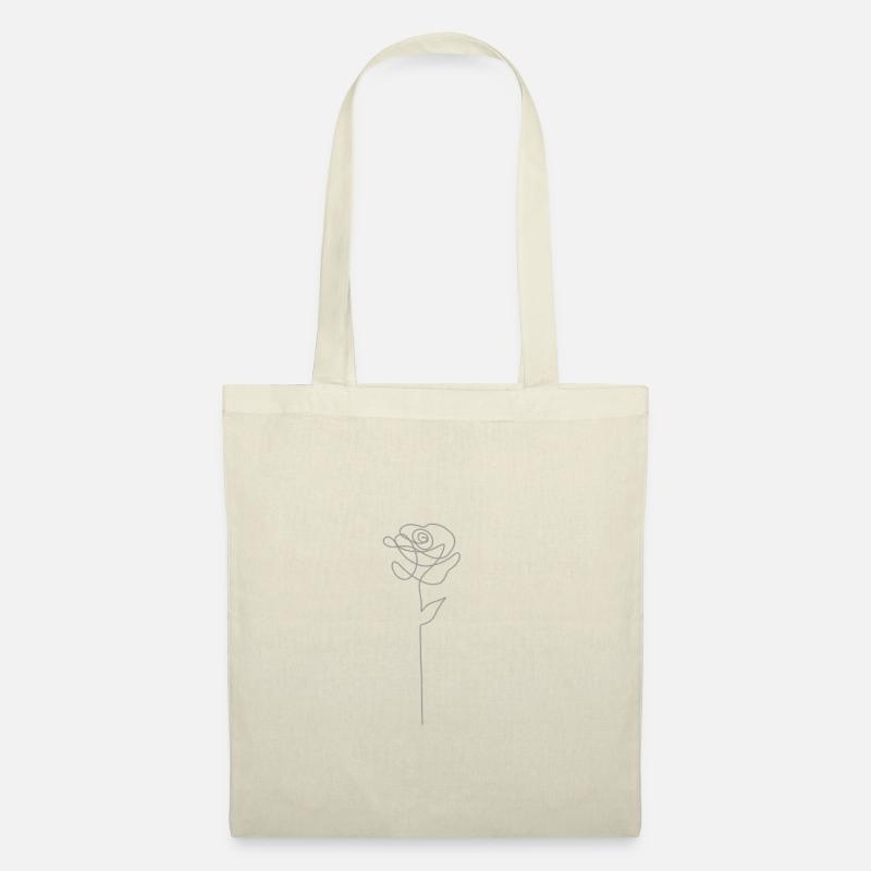 Line Art Graue Blume - Stoffbeutel - Natur