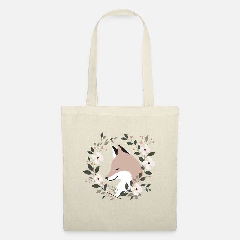 Fuchs mit Blumen - Stoffbeutel - Natur