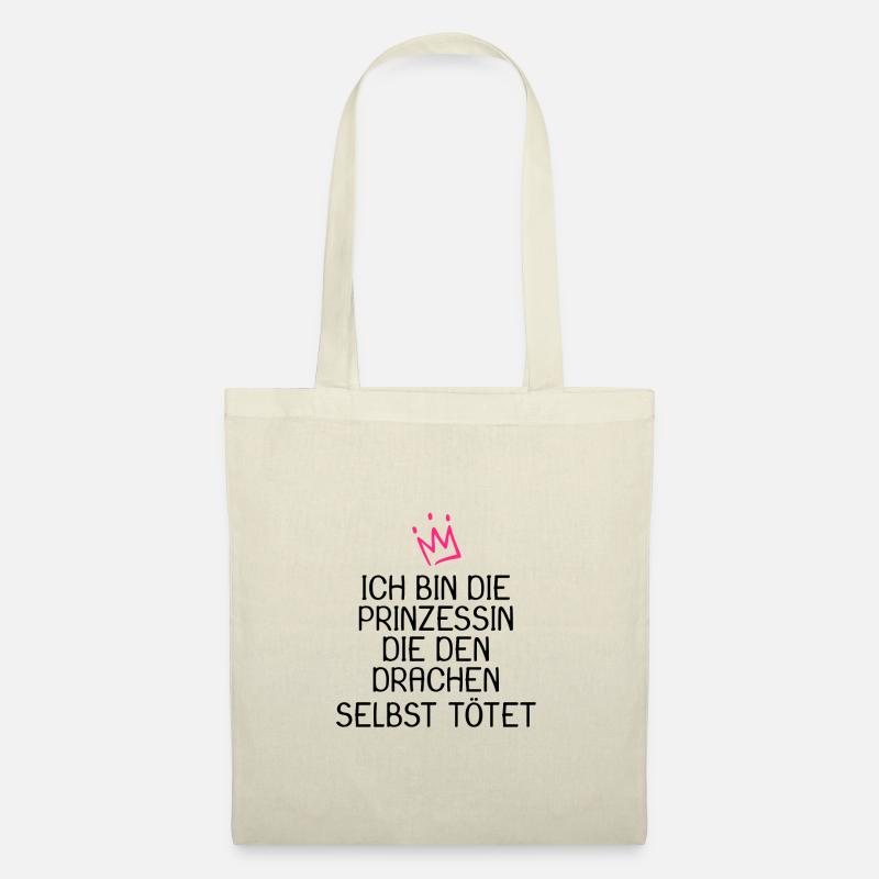 Prinzessin Spruch Drache Geschenk - Stoffbeutel - Natur