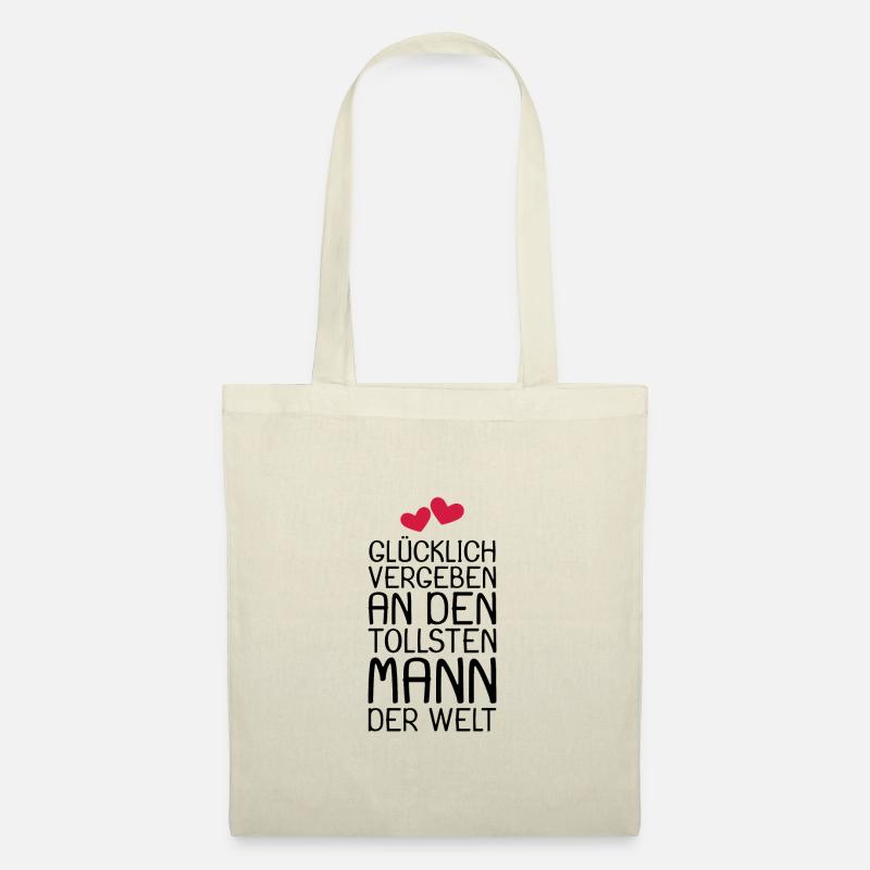 Glücklich vergeben Geschenk - Stoffbeutel - Natur