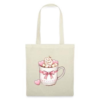 Herzcreme-Tasse - Stoffbeutel - Natur - Vorne