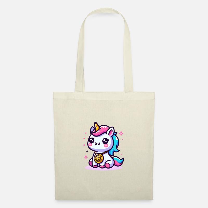 Crypto Cutie: Magical Unicorn with Bitcoin - Stoffbeutel - Natur