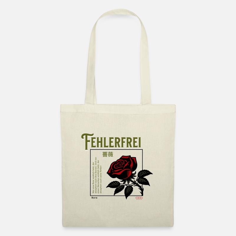 Nachdenklich Spruch mit Blumenmuster - Stoffbeutel - Natur