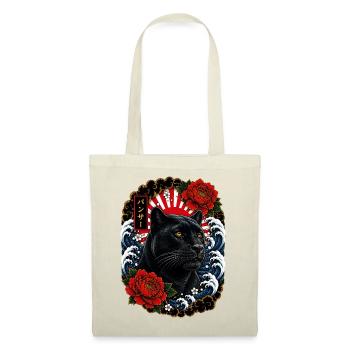 Schwarzer Panther im japanischen Irezumi Stil - Stoffbeutel - Natur - Vorne