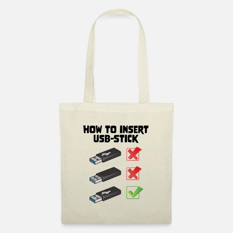 How To Insert USB Stick Funny Programmer Meme - Stoffbeutel - Natur