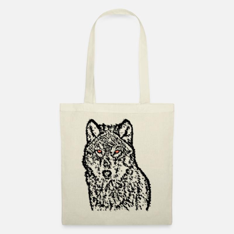 Wolf Mit Roten Augen - Stoffbeutel - Natur