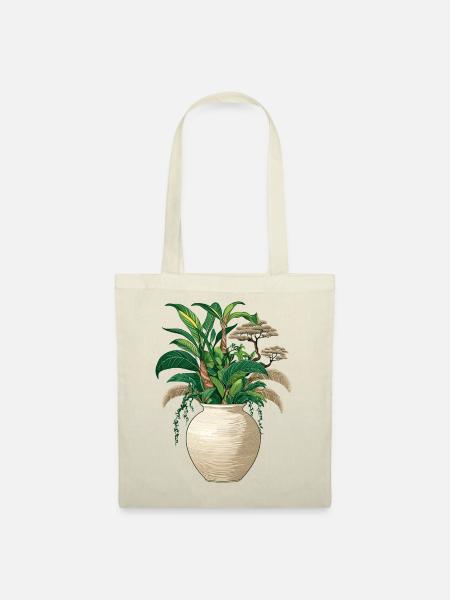 Vase mit Jungle - Tropisch - Stoffbeutel - Natur