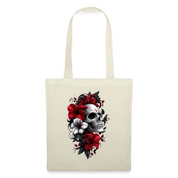 Crâne avec des fleurs - Sac en tissu - nature - Devant