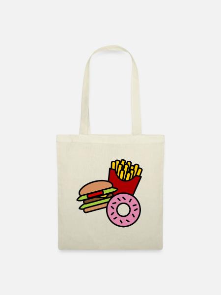 Pommes Burger Donut - Stoffbeutel - Natur