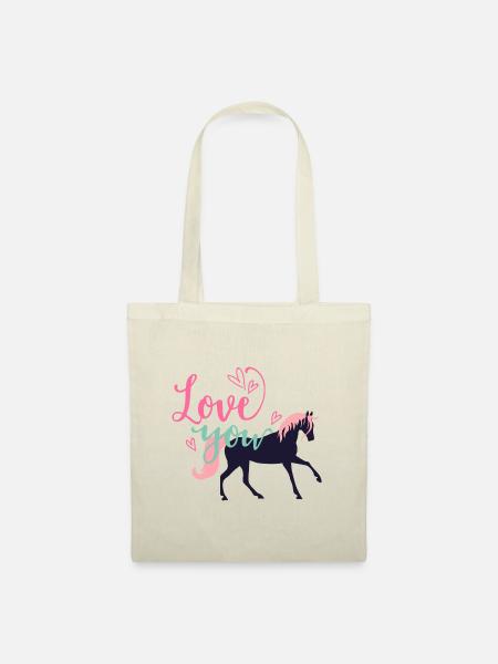 I love horse - Ich liebe Pferde - Stoffbeutel - Natur
