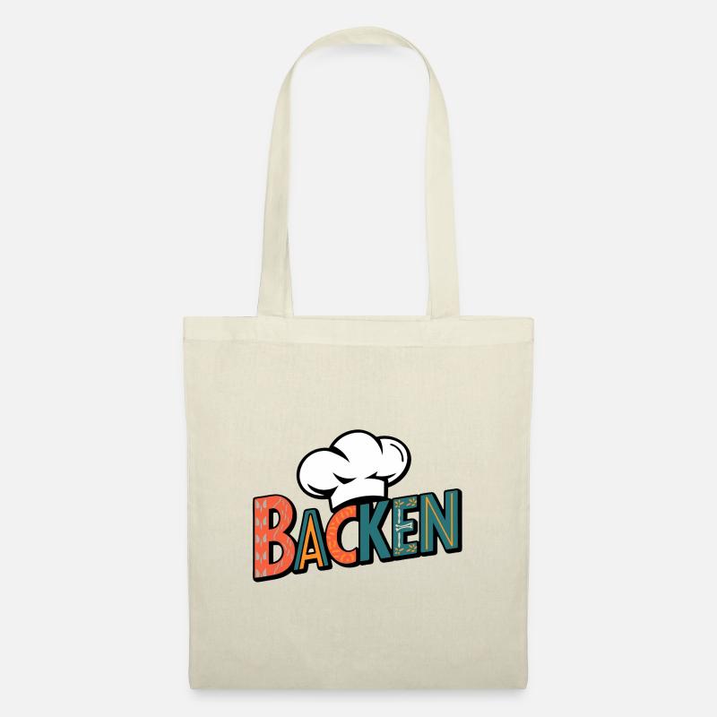 Backen mein Hobby - buntes Bäckermotiv - Stoffbeutel - Natur