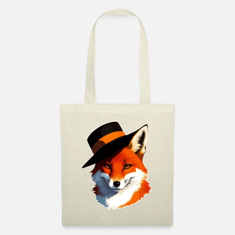 Fuchs mit Hut - Stoffbeutel - Natur