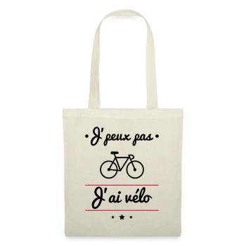 J'peux pas j'ai vélo, cycliste, cyclisme - Sac en tissu - nature - Devant