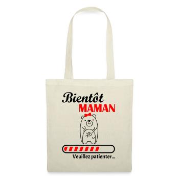 Bientôt Maman, future mère, annonce grossesse - Sac en tissu - nature - Devant