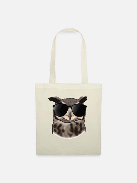Eule mit Sonnenbrille Geschenkidee - Stoffbeutel - Natur