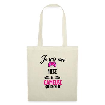 je suis gameuse qui déchire et nièce - Sac en tissu - nature - Devant