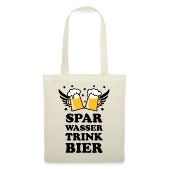 49 Spar Wasser trink Bier Spruch Sprüche - Stoffbeutel - Natur - Vorne