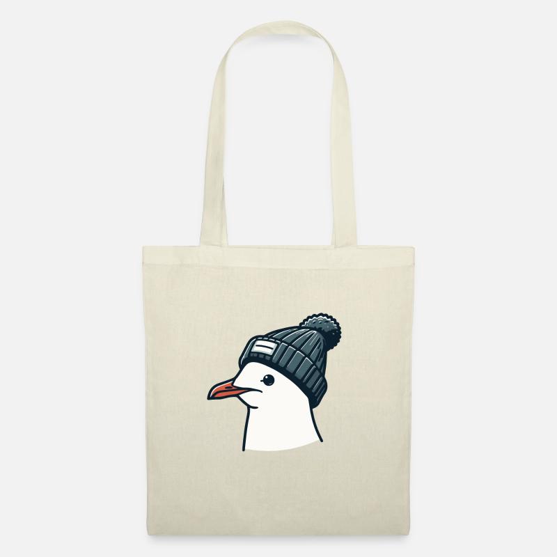 Moin Möwe mit Beanie Mütze - T-Shirt - Stoffbeutel - Natur