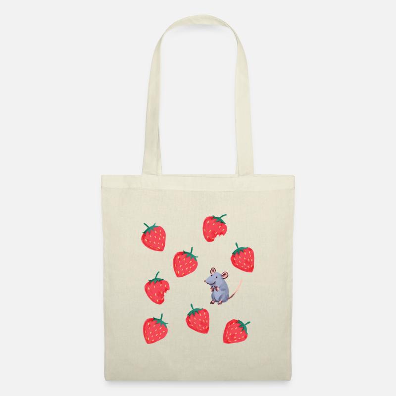 lecker Erdbeeren Mausi - Stoffbeutel - Natur