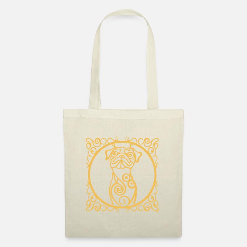 Mops Jugendstil Hund Geschenk Pugs - Stoffbeutel - Natur