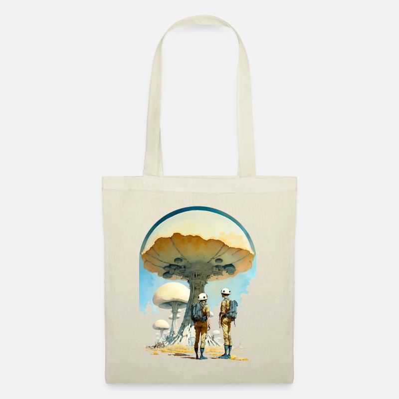 Mushroom Astronauts Digital Space Art 70s Sci-Fi - Stoffbeutel - Natur
