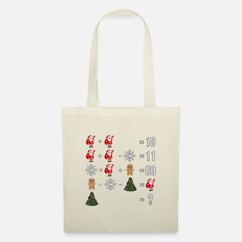 Weihnachtsquiz Weihnachtsmann Schneeflocke - Stoffbeutel - Natur