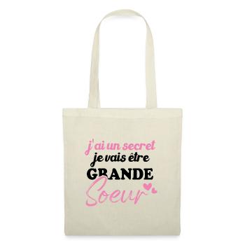 J'ai un secret je vais être grande sœur - Sac en tissu - nature - Devant
