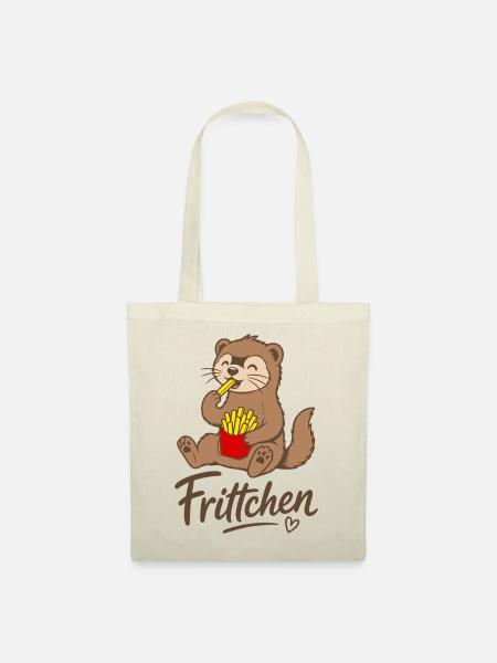 Frittchen Frettchen Pommes Frites Fritten - Stoffbeutel - Natur