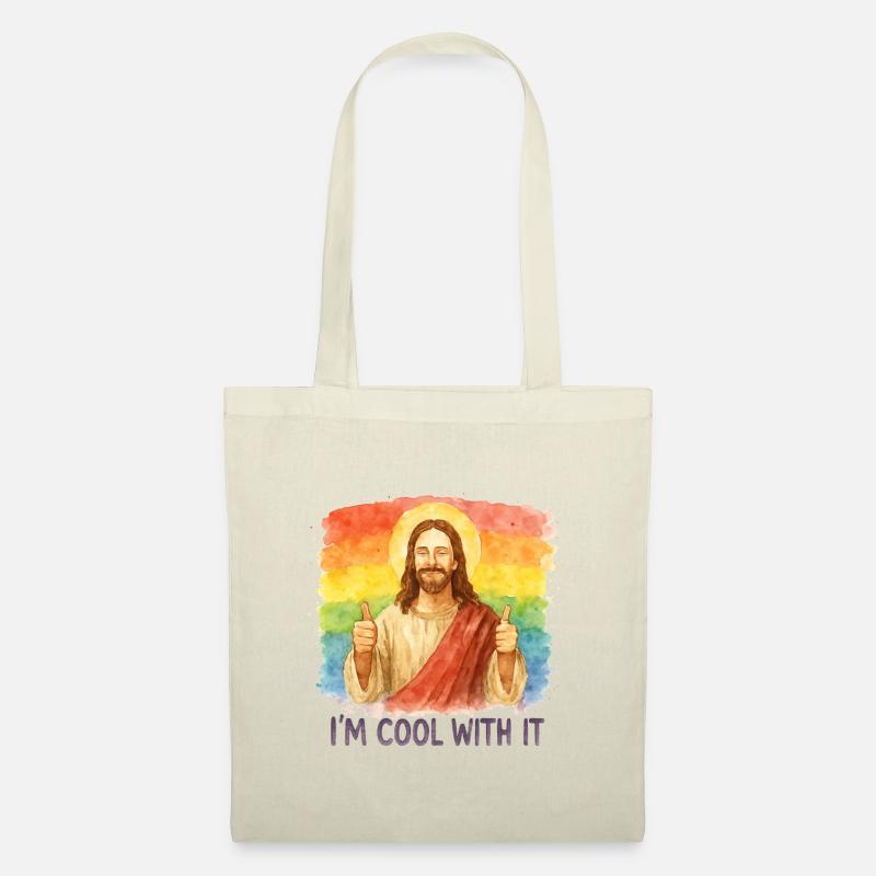 Regenbogen Jesus – I’m Cool With It - Stoffbeutel - Natur