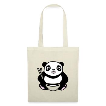 Baby Panda beim Reis essen mit Stäbchen - Stoffbeutel - Natur - Vorne