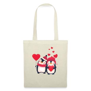Sweet penguin couple with hearts - Tote Bag - nature - Front