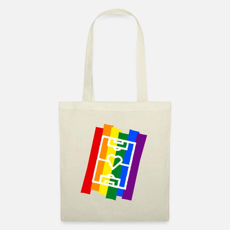 Fußballfeld mit Herz Regenbogen - Stoffbeutel - Natur