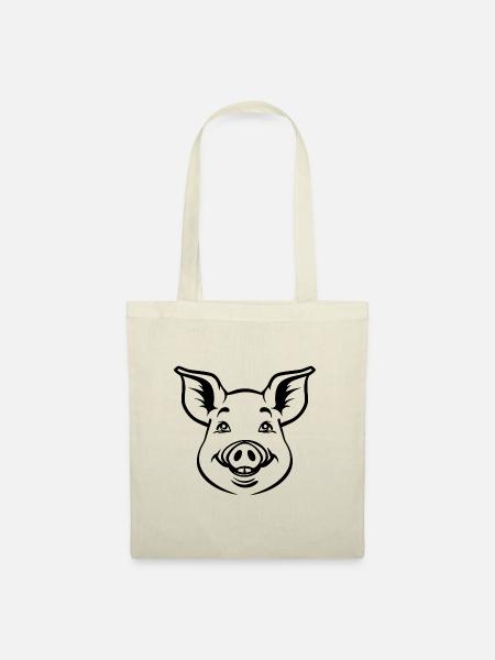 Schwein Schweinchen - Stoffbeutel - Natur