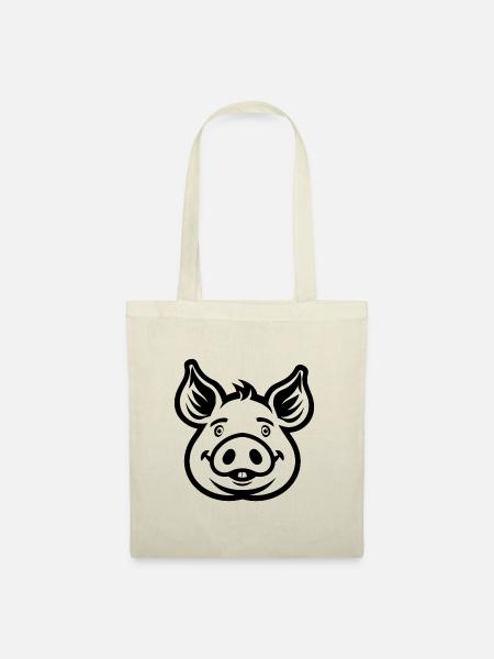 Schwein Schweinchen - Stoffbeutel - Natur