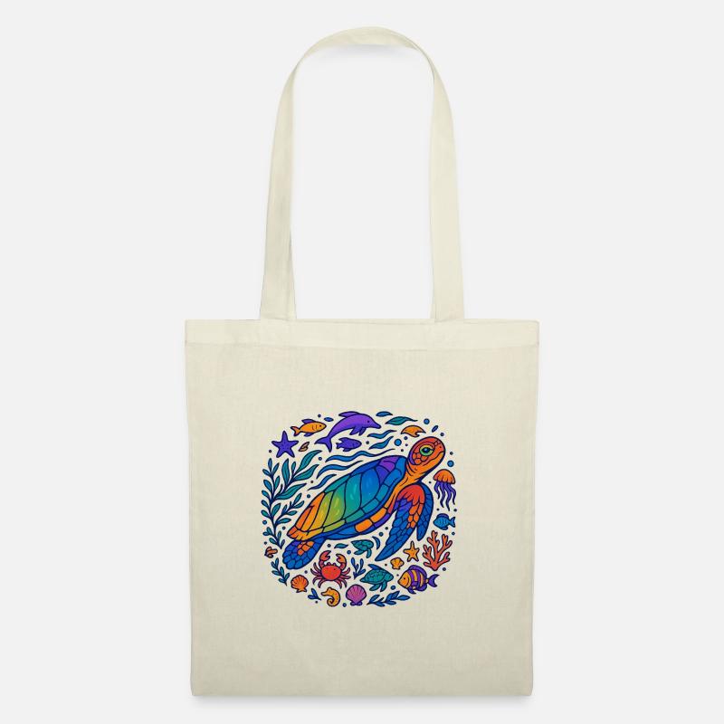 Créatures marines colorées – Turtle & Ocean - Sac en tissu - nature