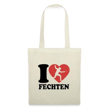I Love Fechten - Herz - Sport - Stoffbeutel - Natur - Vorne