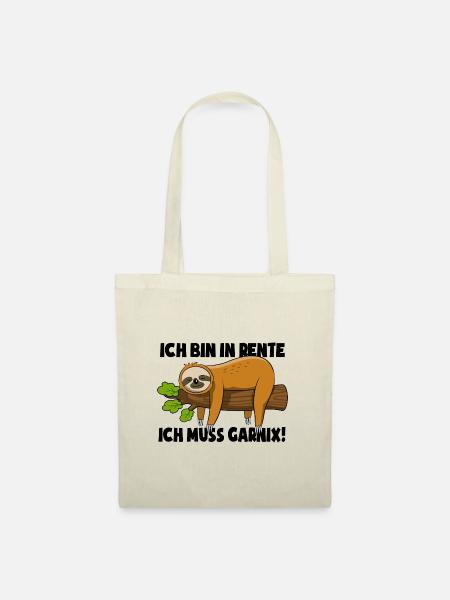 Faultier - Ich bin in Rente ich muss garnix - Stoffbeutel - Natur