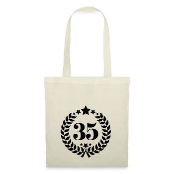 35. Geburtstags Kranz - Anniversary Wreath - Stoffbeutel - Natur - Vorne