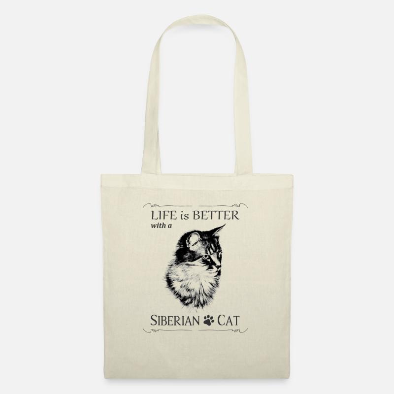 Das Leben ist schöner mit einer Sibirischen Katze - Stoffbeutel - Natur