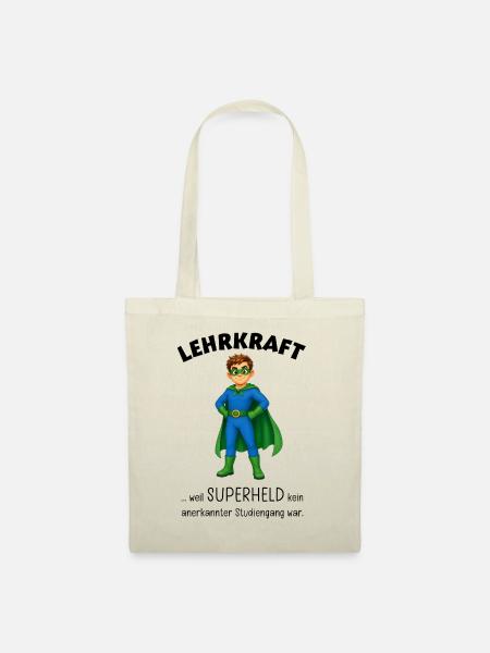 Geschenkideen Lehrer Superheld - Stoffbeutel - Natur