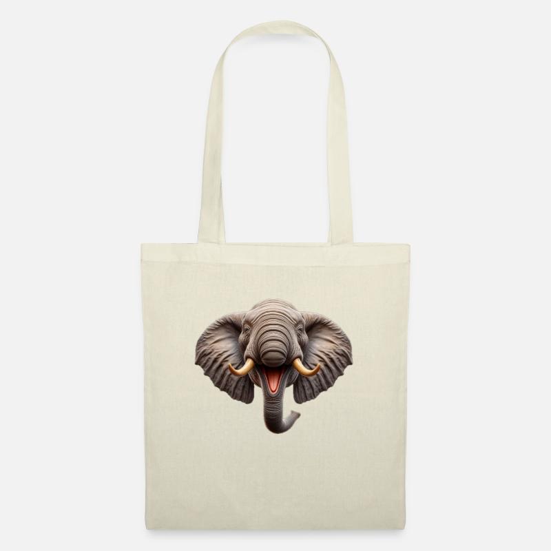 Lachender Elefant - Stoffbeutel - Natur