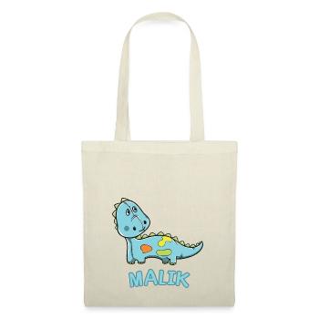 Dinosaurier lustig Kind Malik Geschenk Geburtstag - Stoffbeutel - Natur - Vorne
