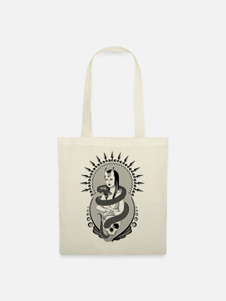 Dame dunkle Mona Lisa - Stoffbeutel - Natur